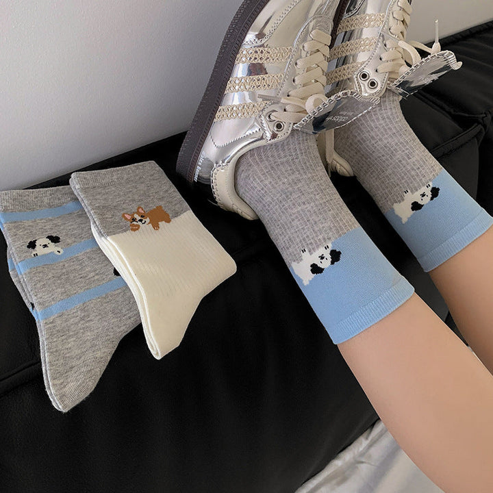 Casual Socks with Puppy Print