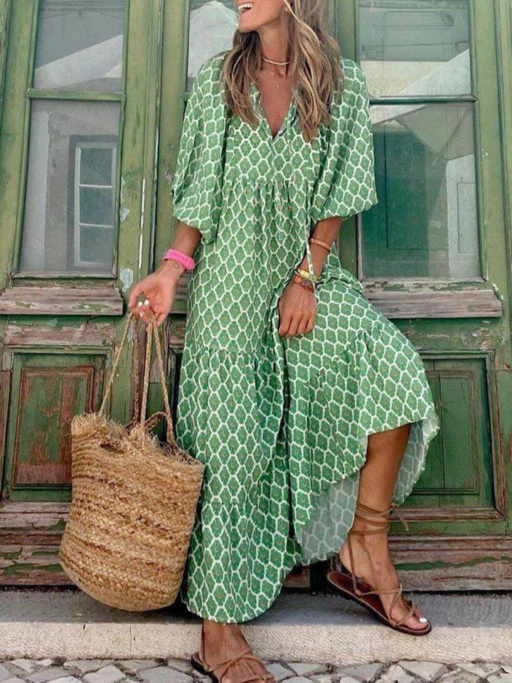 Bohemian Printed Maxi Dress - Elena Harper