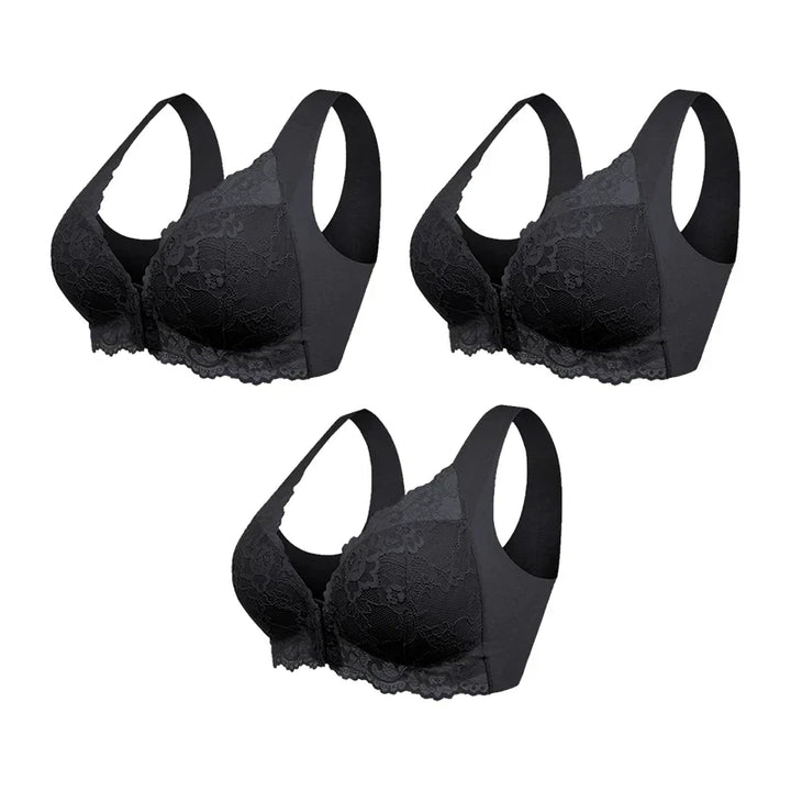 Yaria (3-Pack) Wireless Shaping Bra with Front Closure, view 2 - Elena Harper