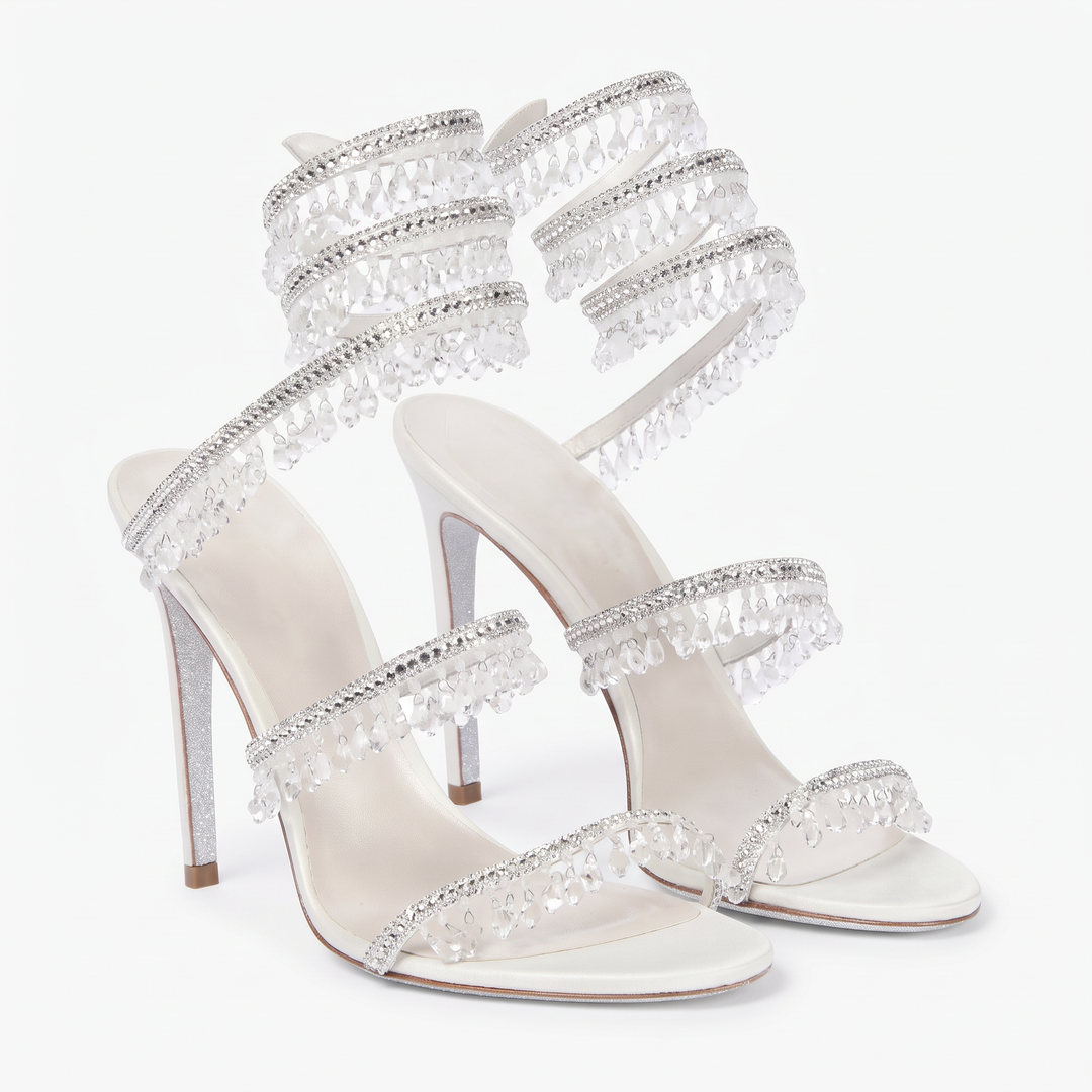 Diamante Ankle Strap Heeled Sandals