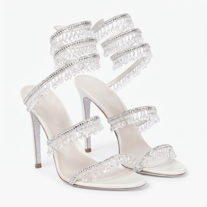 Diamante Ankle Strap Heeled Sandals
