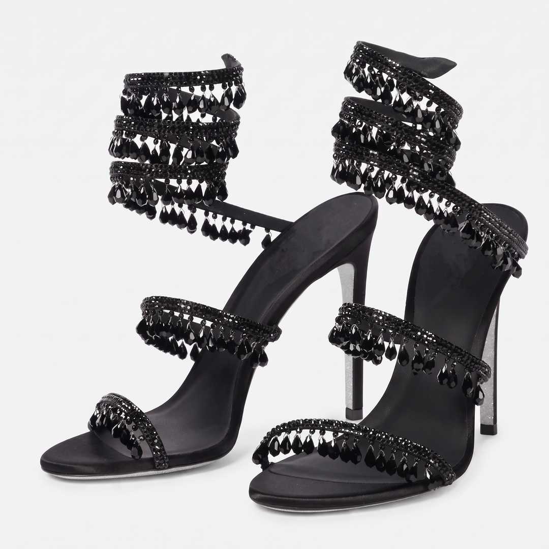 Diamante Ankle Strap Heeled Sandals