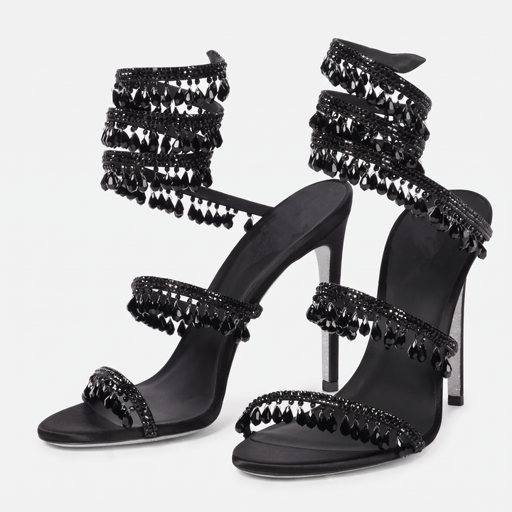 Diamante Ankle Strap Heeled Sandals