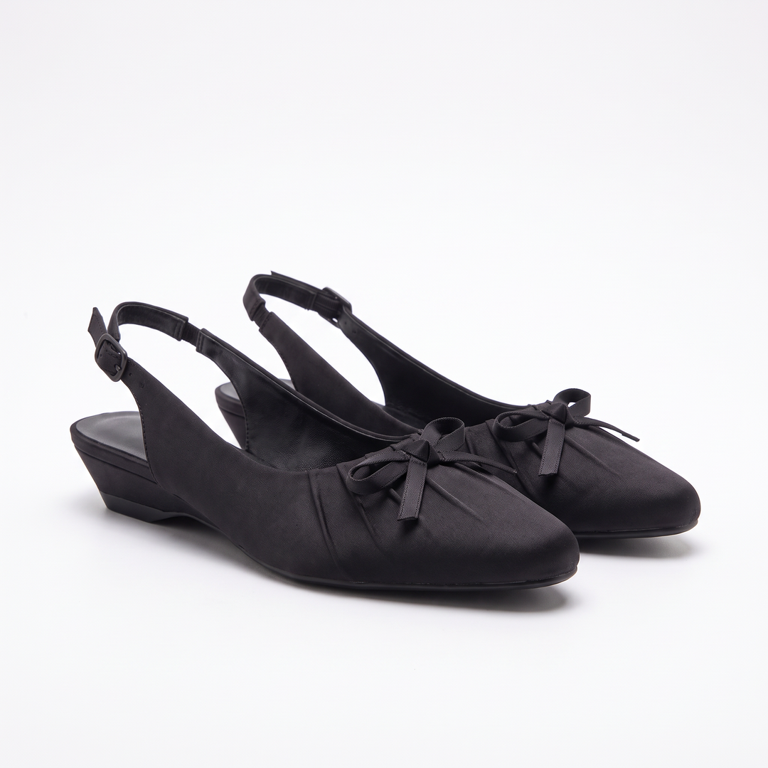 Black Bow Slingback Kitten Heels