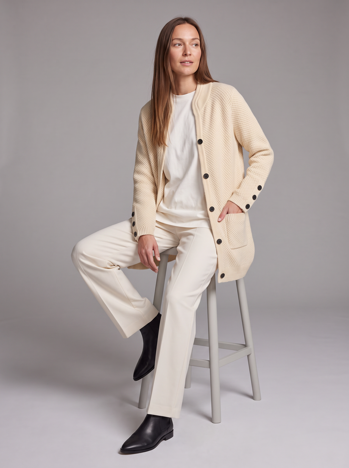Beige Long Knit Cardigan Autumn Style