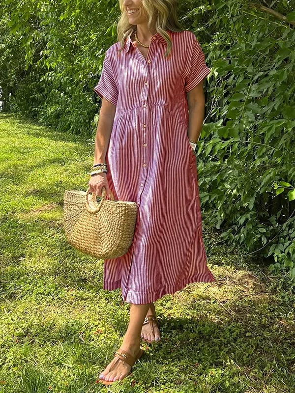 Claire Effortless Striped Shirt Dress - Elena Harper