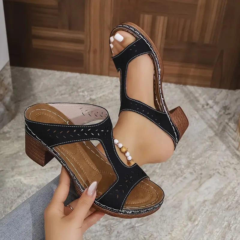 Aeja Orthopedic Sandals with Block Heel - Elena Harper
