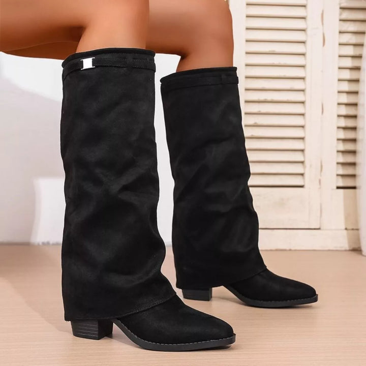 Shannon Point Toe Block Heels Boots, view 5 - Elena Harper