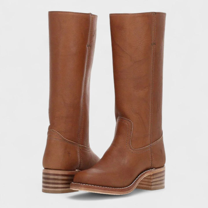 Sienna | Elegant Knee-High Leather Boots with Western Details