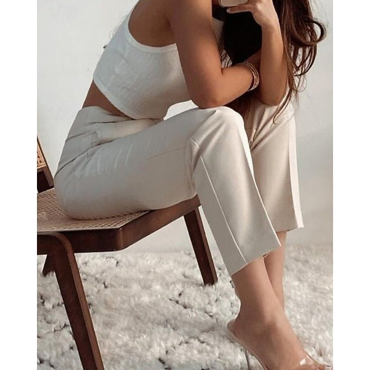 Johanna | Women's High-Waisted Trousers with Loose Straight Leg