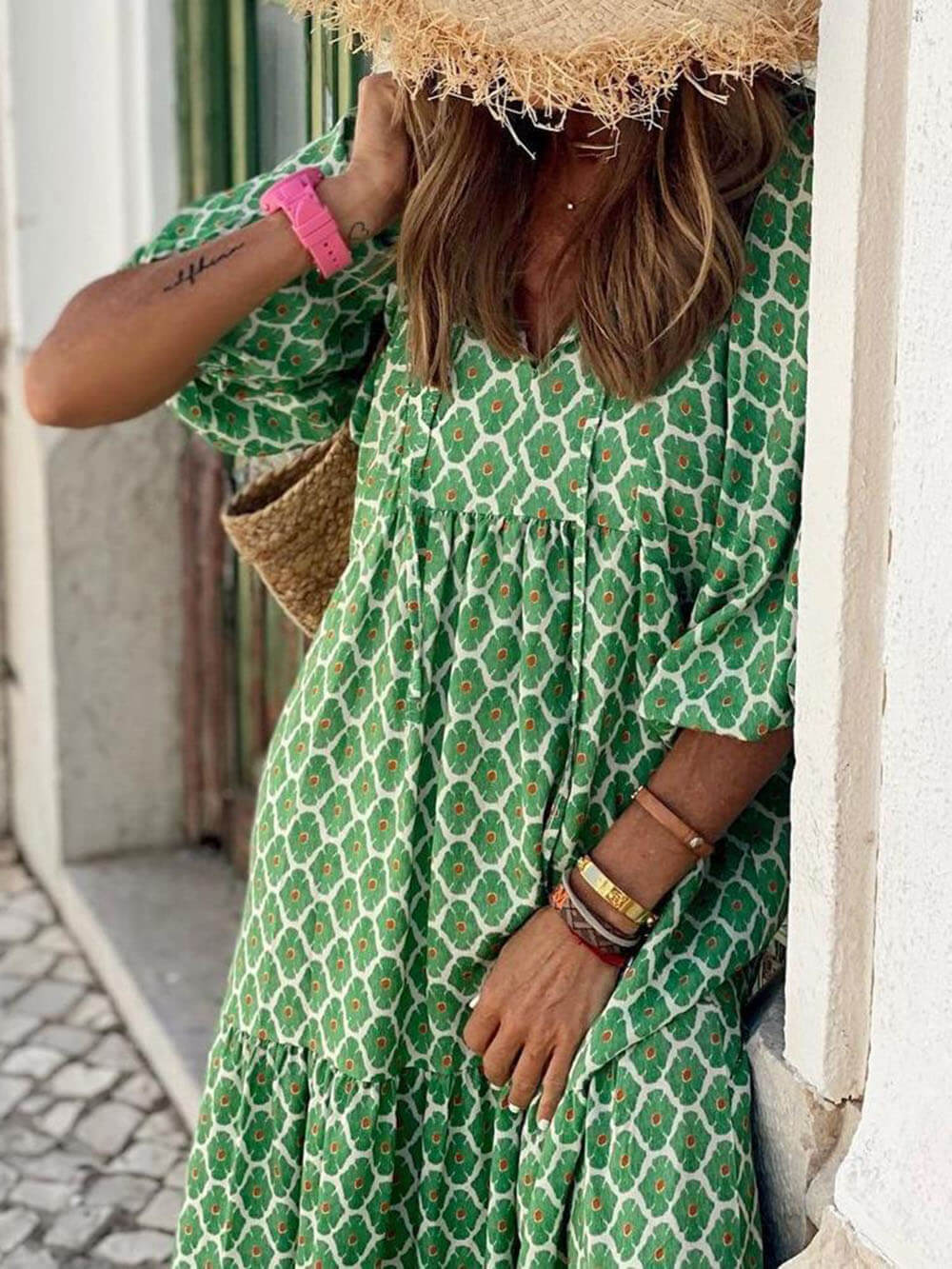 Bohemian Printed Maxi Dress - Elena Harper