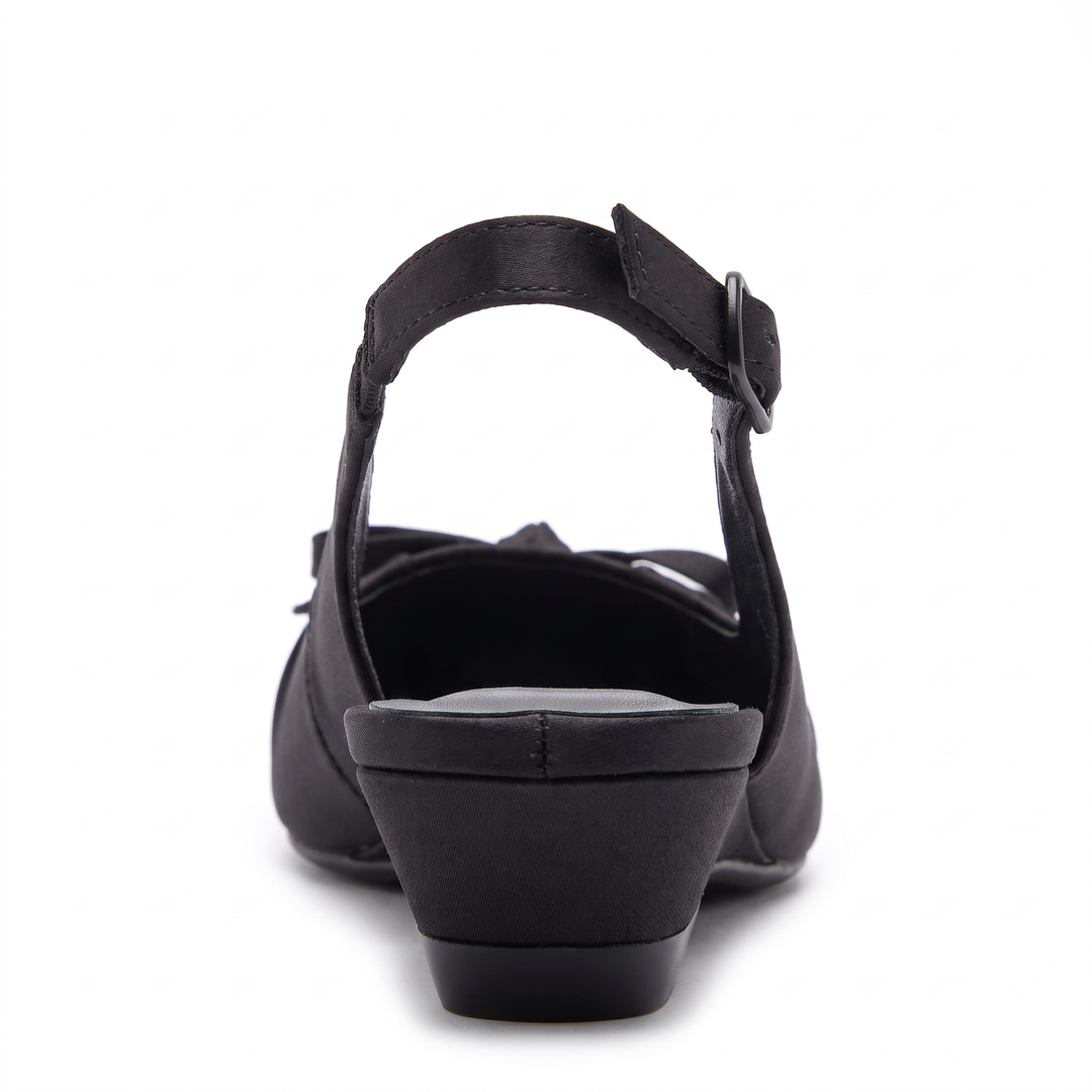 Black Bow Slingback Kitten Heels