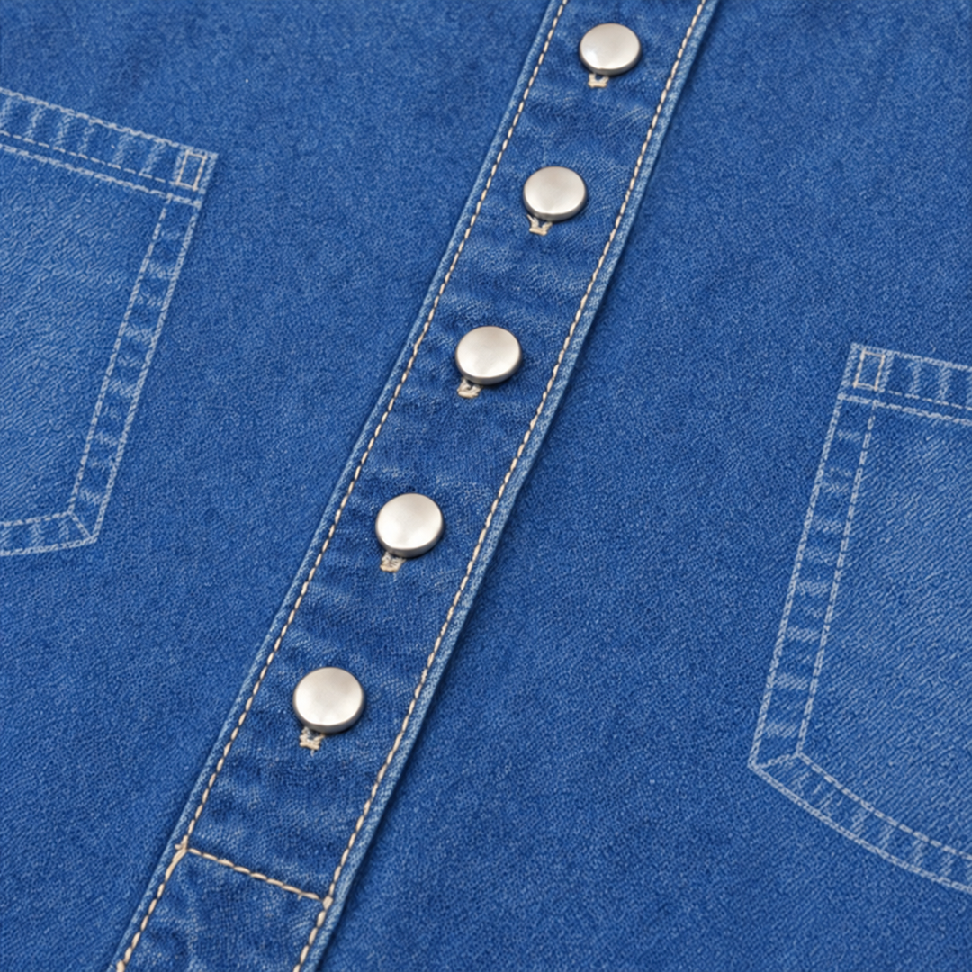 Denimly Pocketed Shirt Collar Denim Midi Dress - Elena Harper