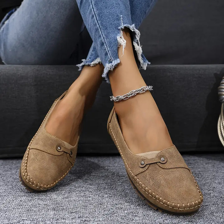 Gaia Soft Leather Ballet Flats, view 4 - Elena Harper