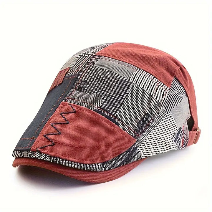 Lebron Vintage Patchwork Newsboy Cap, view 3 - Elena Harper