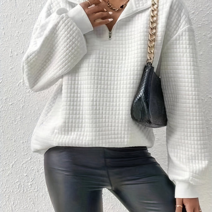 Adelina | Women's Quarter-Zip Textured Sweater with Relaxed Cut