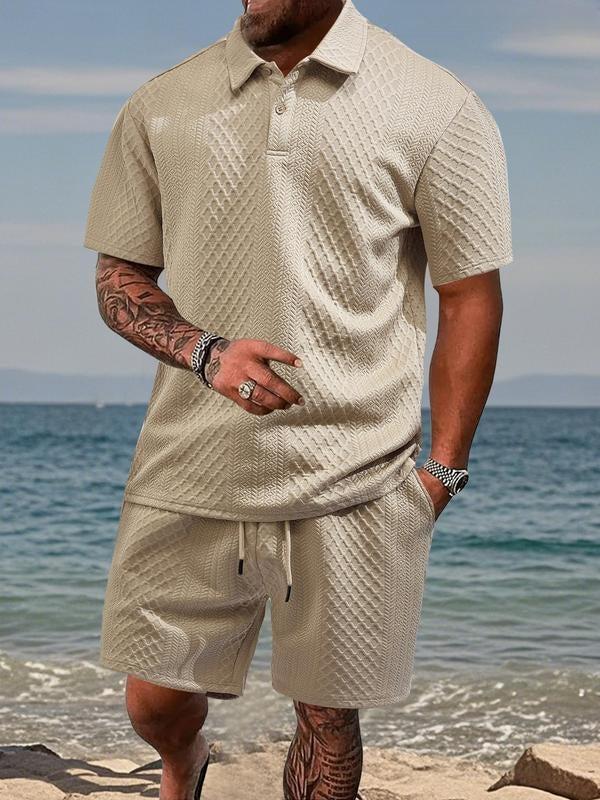 Textured Knit Summer Set for Men - Elena Harper