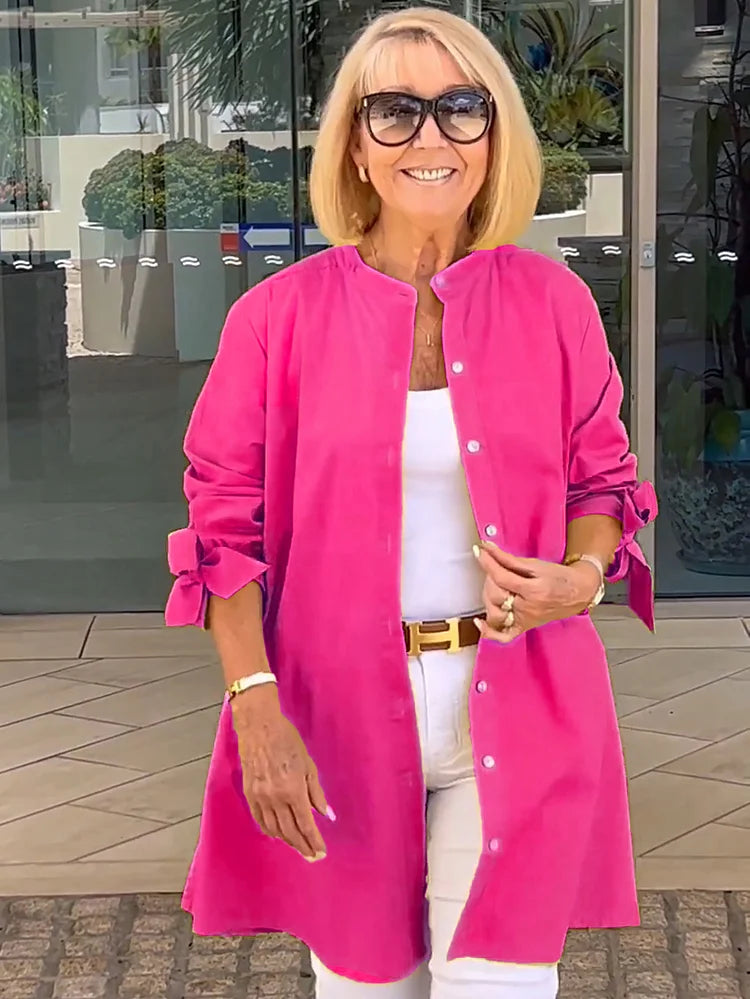 Elliora - Gathered Back Cotton Shirt Jacket