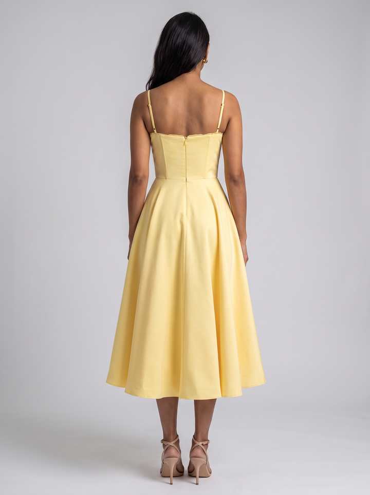 Yellow Tulle Midi Dress Wedding Guest
