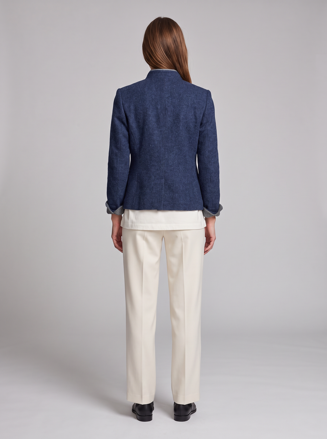 Blue Button Placket Cardigan Office Style