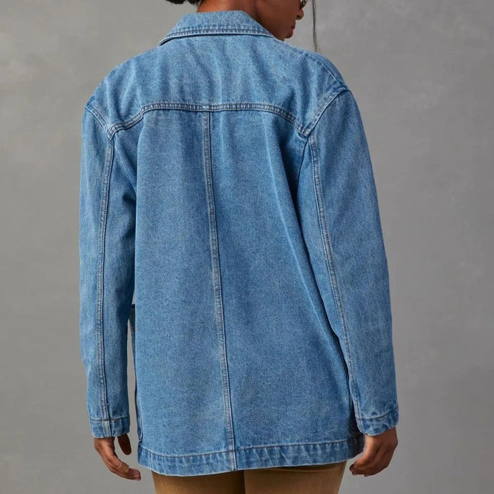 Women's Washed Denim Blazer Style Jacket - Yalina