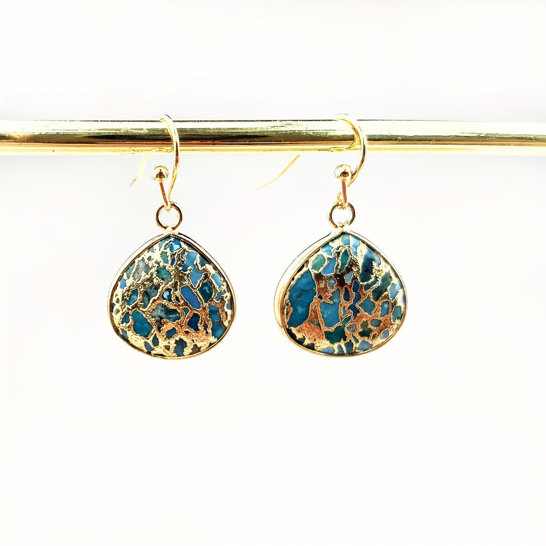 Bohemian Turquoise Mosaic Teardrop Earrings - Elena Harper