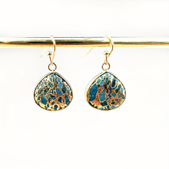 Bohemian Turquoise Mosaic Teardrop Earrings - Elena Harper