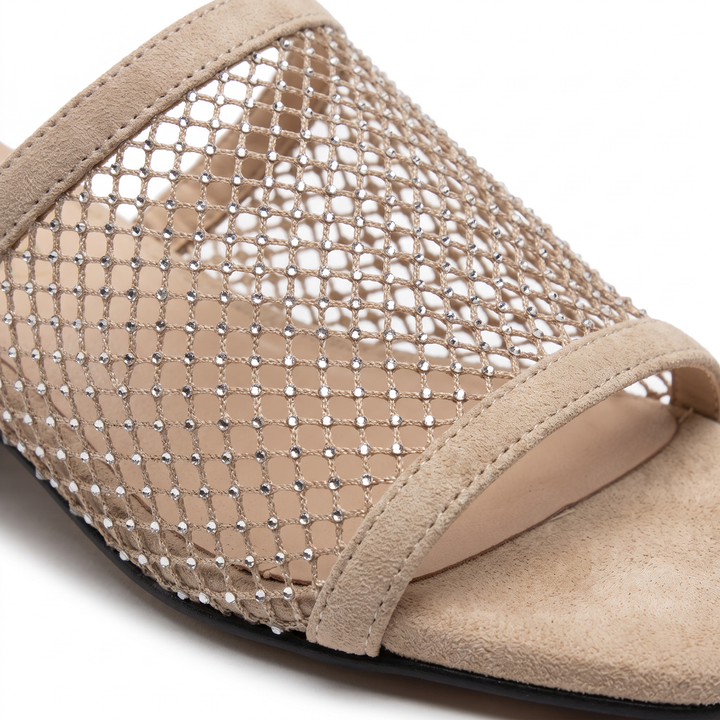 Diamante Mesh Party Mule Sandals
