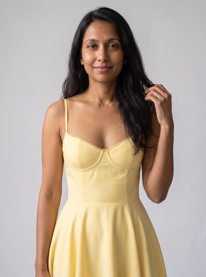 Yellow Tulle Midi Dress Wedding Guest