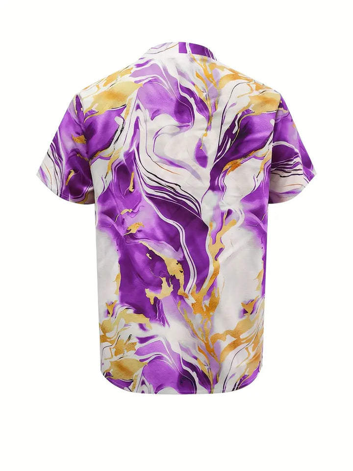 Mildred Marble Print Short Sleeve Shirt - Elena Harper