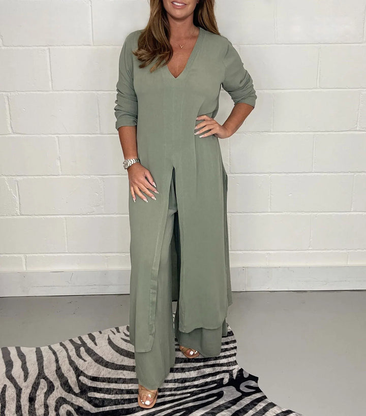 2-Piece Thick Linen Women's Set Regular Fit Belle Couture FP 01 Essential Elegance - Elena Harper
