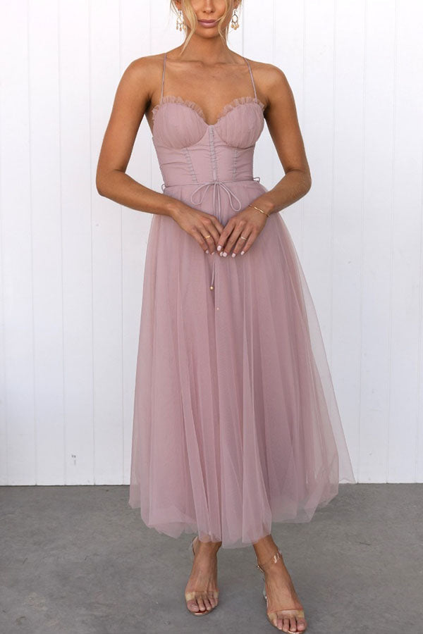 Elegant Long Dress with Bustier Flowing Ceremony Dress - Elena Harper