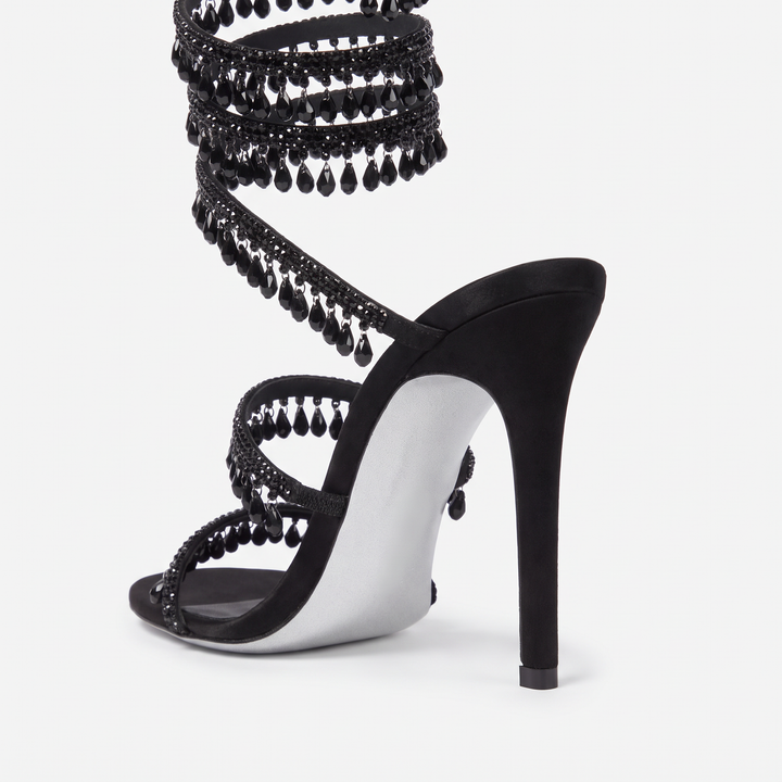 Diamante Ankle Strap Heeled Sandals