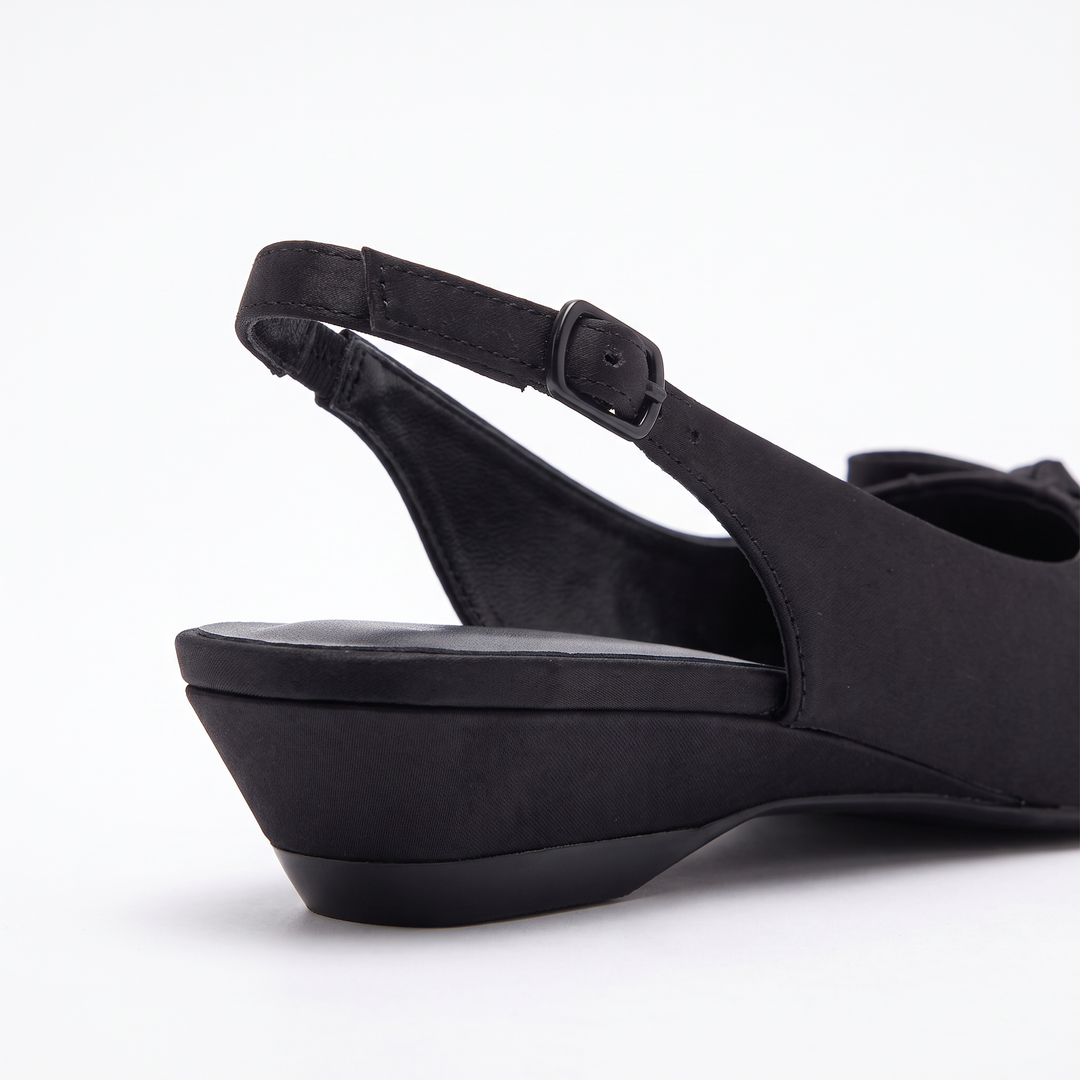 Black Bow Slingback Kitten Heels