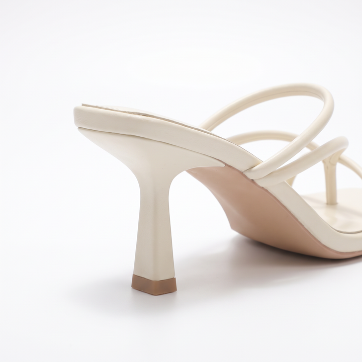 Beige Toe Post Kitten Heel Sandals