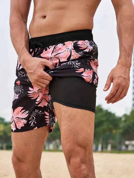 Men's Montarello Summer Quick-Dry Swim Shorts with Compression Liner