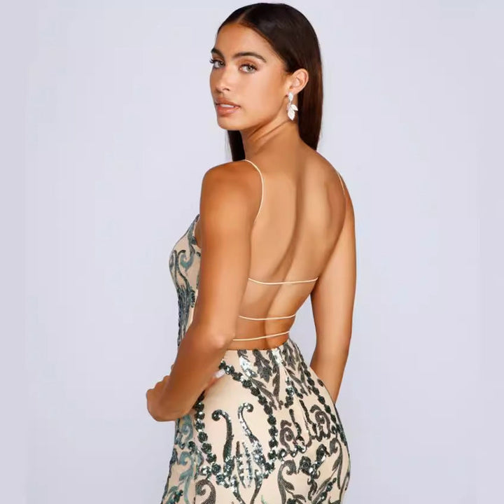Party dress for women with sequin embroidery effect - Kalea