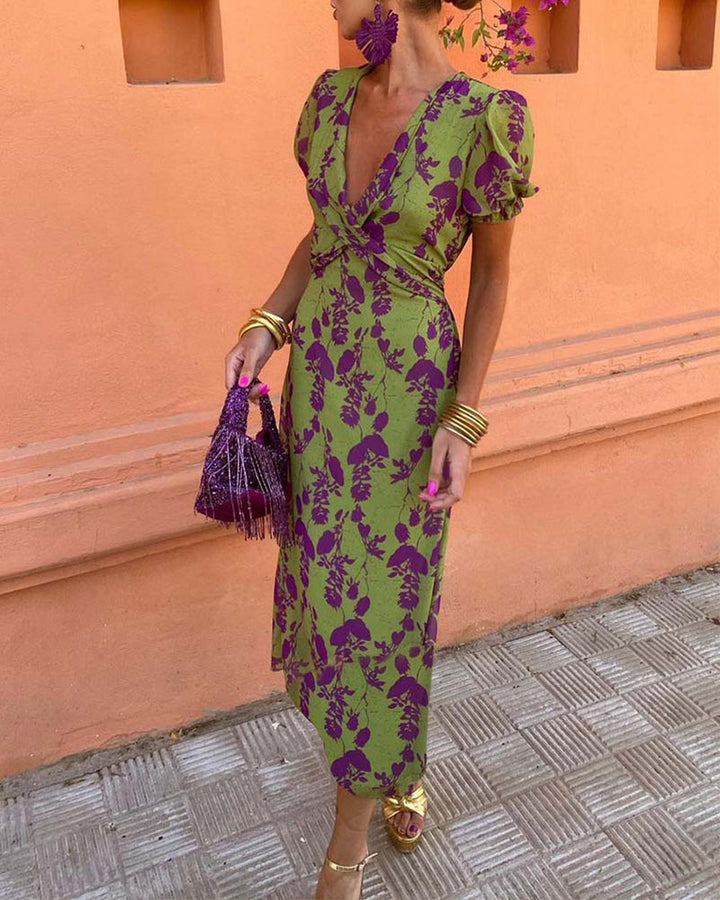 Angelina - Stunning V-Neck Midi Dress