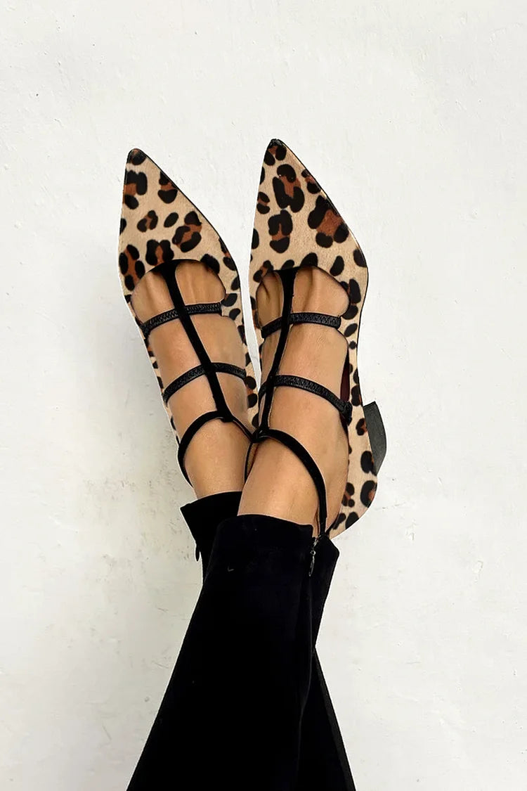Arden Leopard Strap Heels - Elena Harper