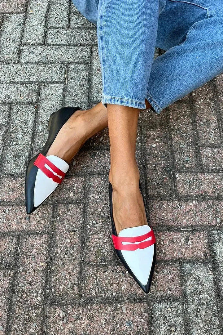 Desiree Two-Tone Pointed Slippers - Elena Harper