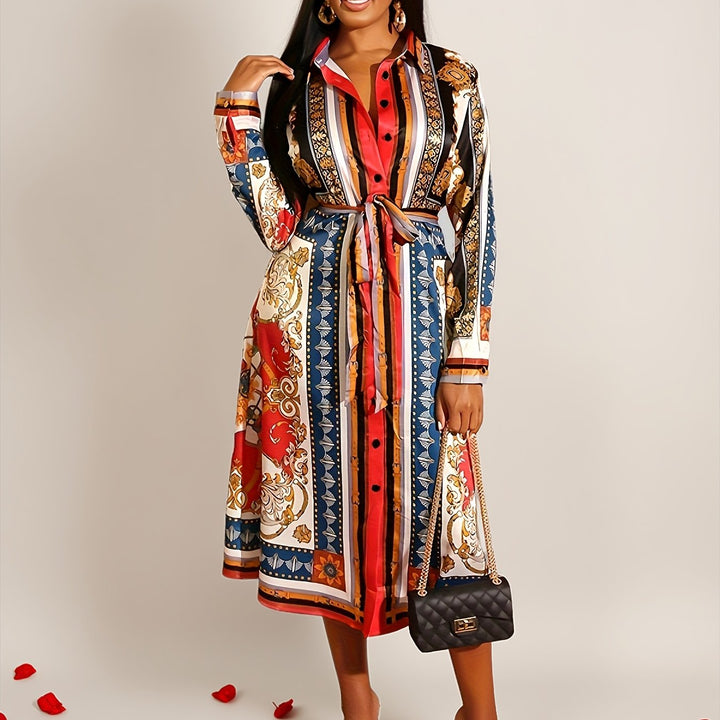CRESSIDA – MID-CALF LONG SLEEVE SHIRT DRESS