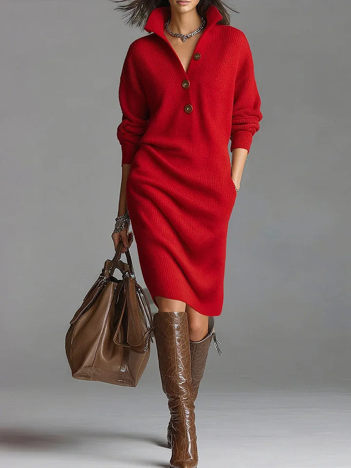AVA – CLASSIC BUTTON KNIT DRESS