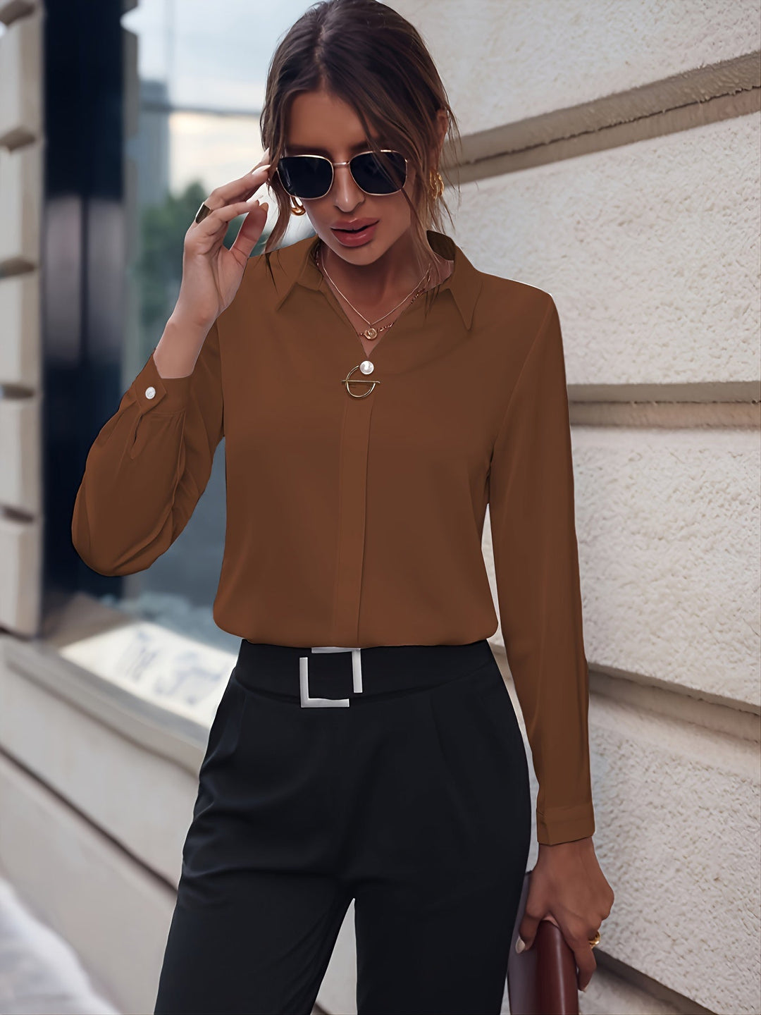 LONG SLEEVE SHIRT WITH COLLAR FOR WOMEN