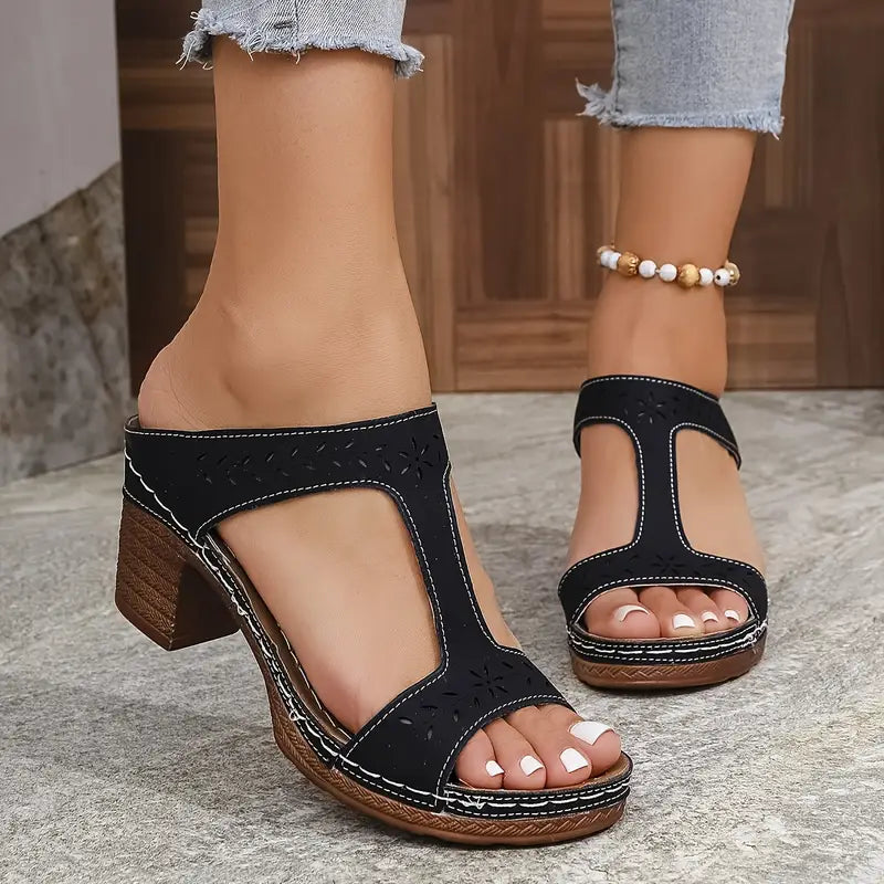 Aeja Supportive Comfort Sandals with Block Heel - Elena Harper