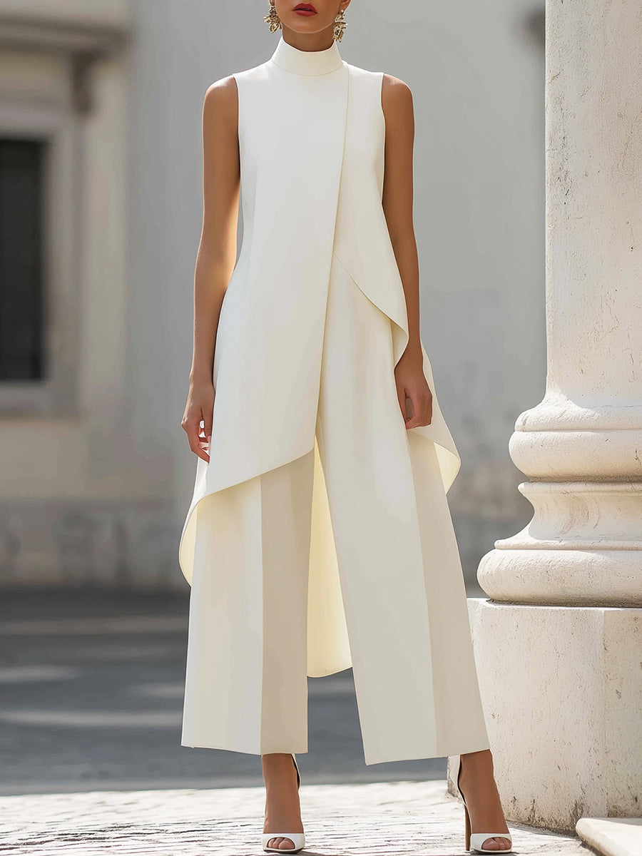 Everly Wide Leg Two Piece Suit with Tailored Minimalist Lines for Women - Elena Harper