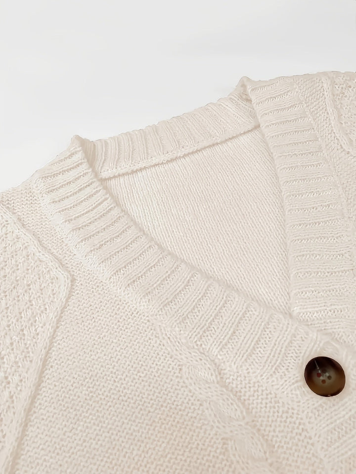 Aurélie - Elegant Cabled Cardigan V-Neck