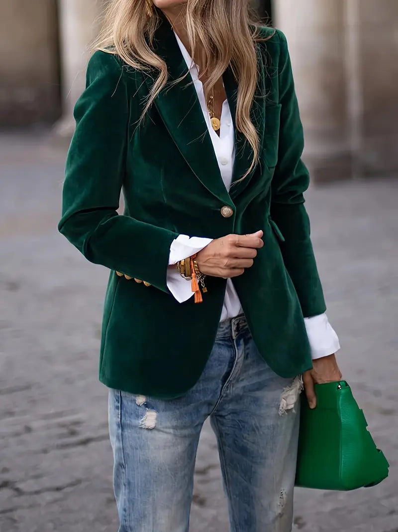 Sandrine - Elegant Velvet Blazer with Buttons