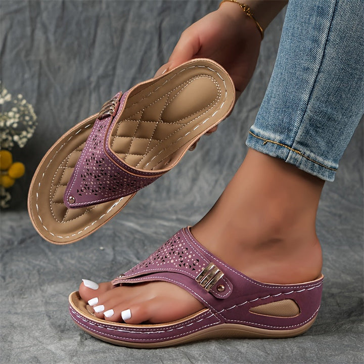 Platform wedge flip-flops adorned with pearls for women Montarello