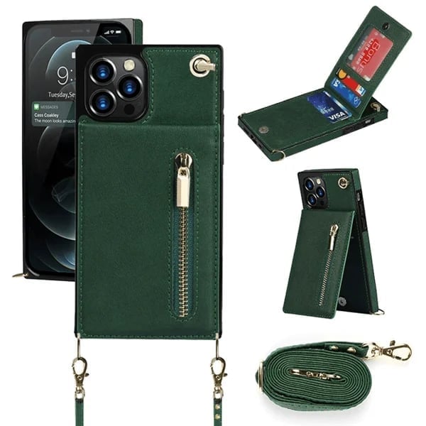 Leather iPhone Case with Zipped Card Holder – Stylish, Practical, and Secure