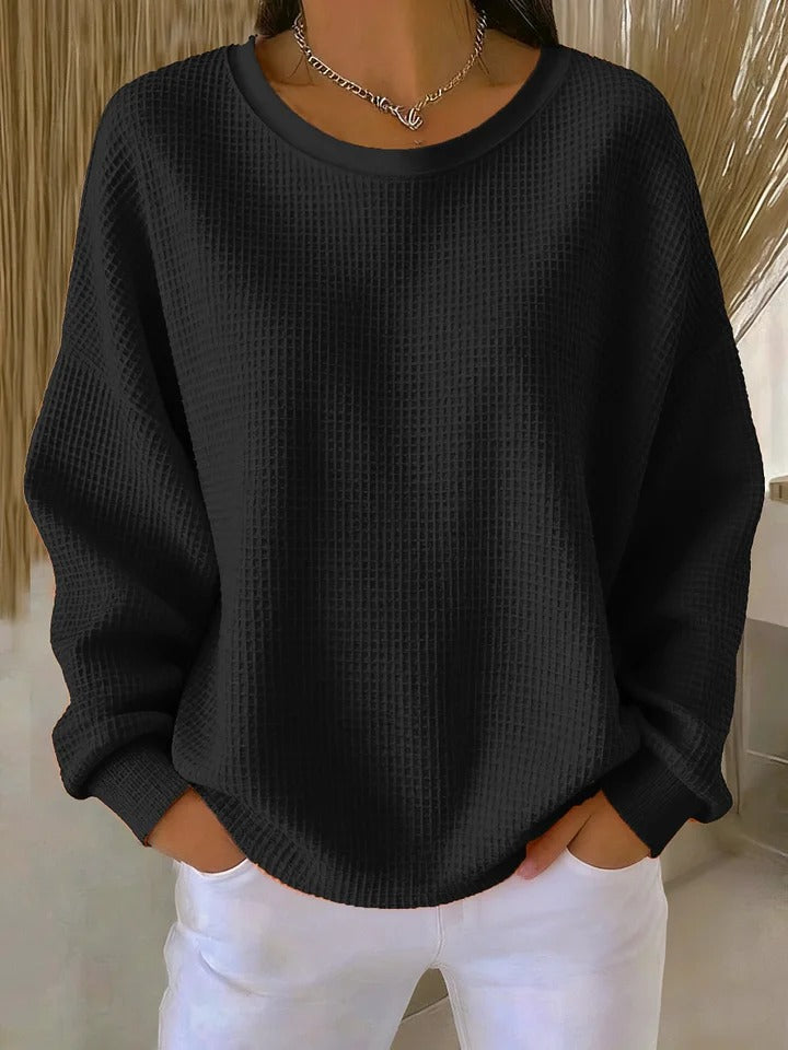 OVERSIZED WAFFLE KNIT SWEATER FOR WOMEN